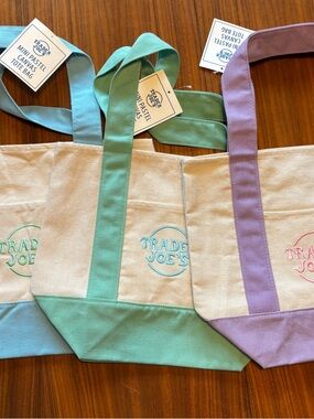 Trader Joe’s Mini Tote Bundle Three Pastel Bags